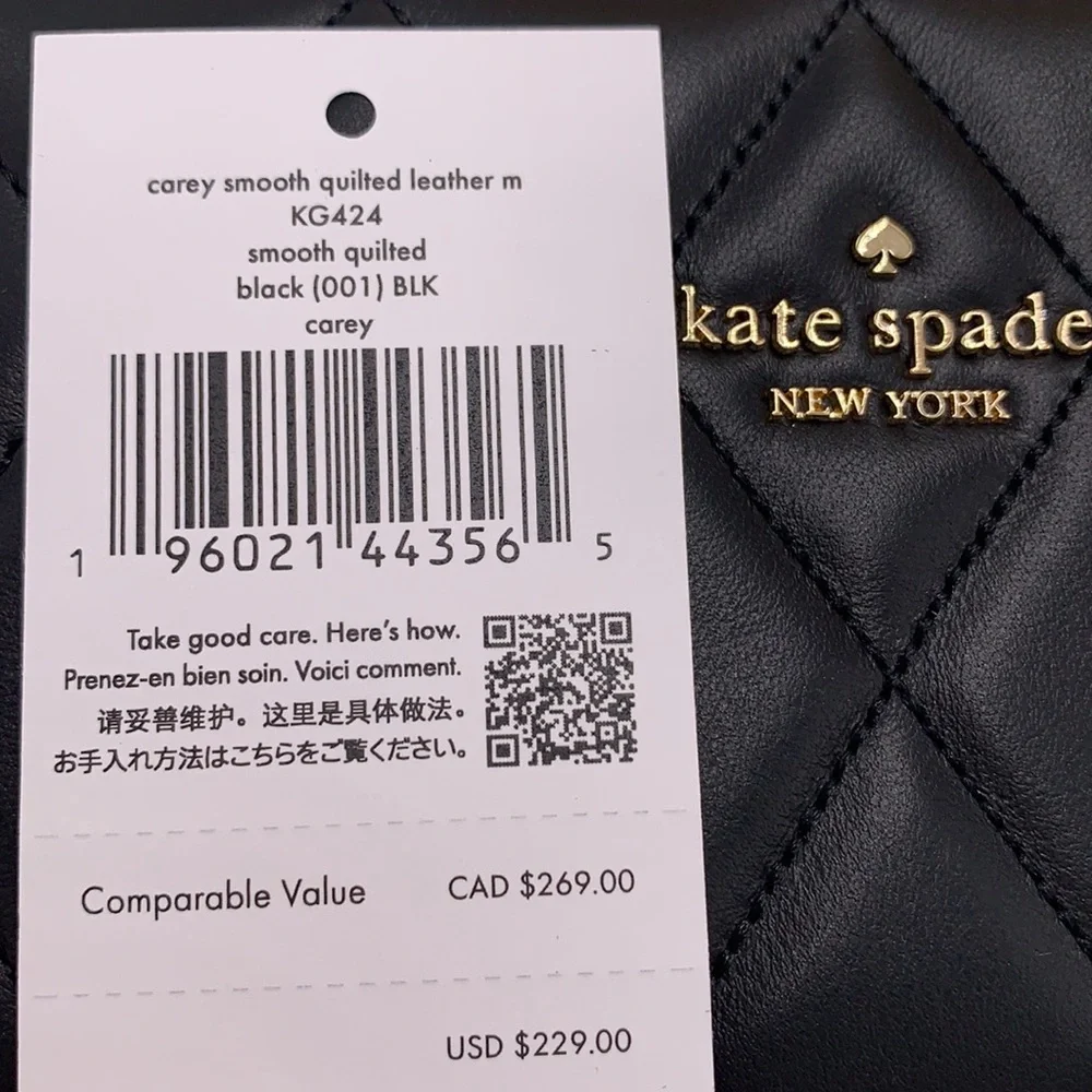 KATE SPADE Carey Medium Compact Bifold Wallet BLACK COLOR